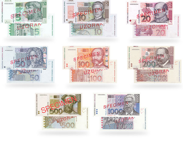 anversos reversos billetes kuna croata